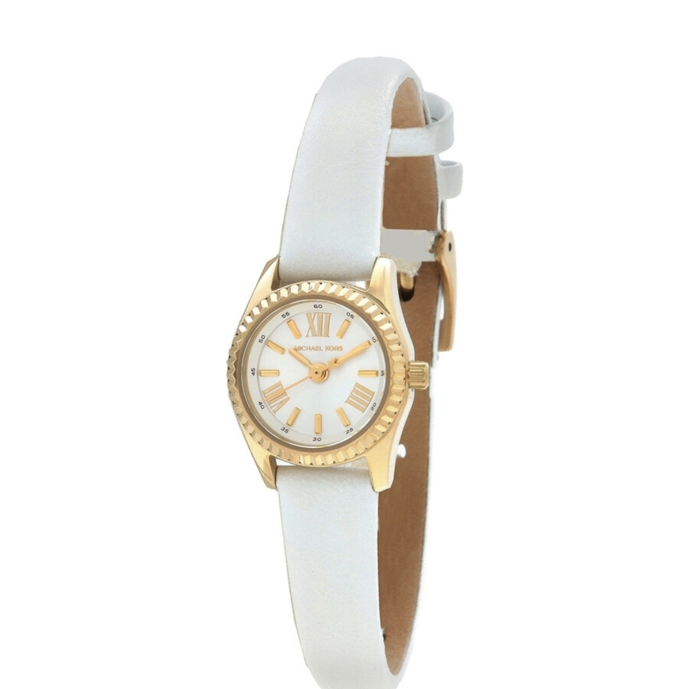 Michael Kors Lexington Quartz Gold White Dial Geniun Leather MK 4900 Watch